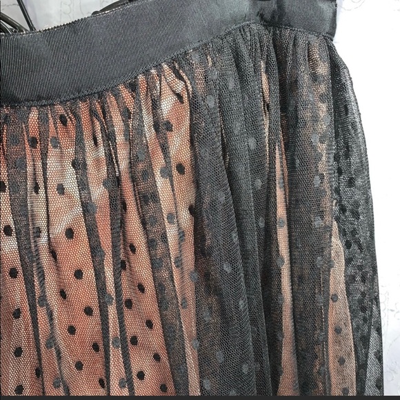 Black Polkadot Lace, Pink Satin, and Tulle Skirt - Picture 2 of 5